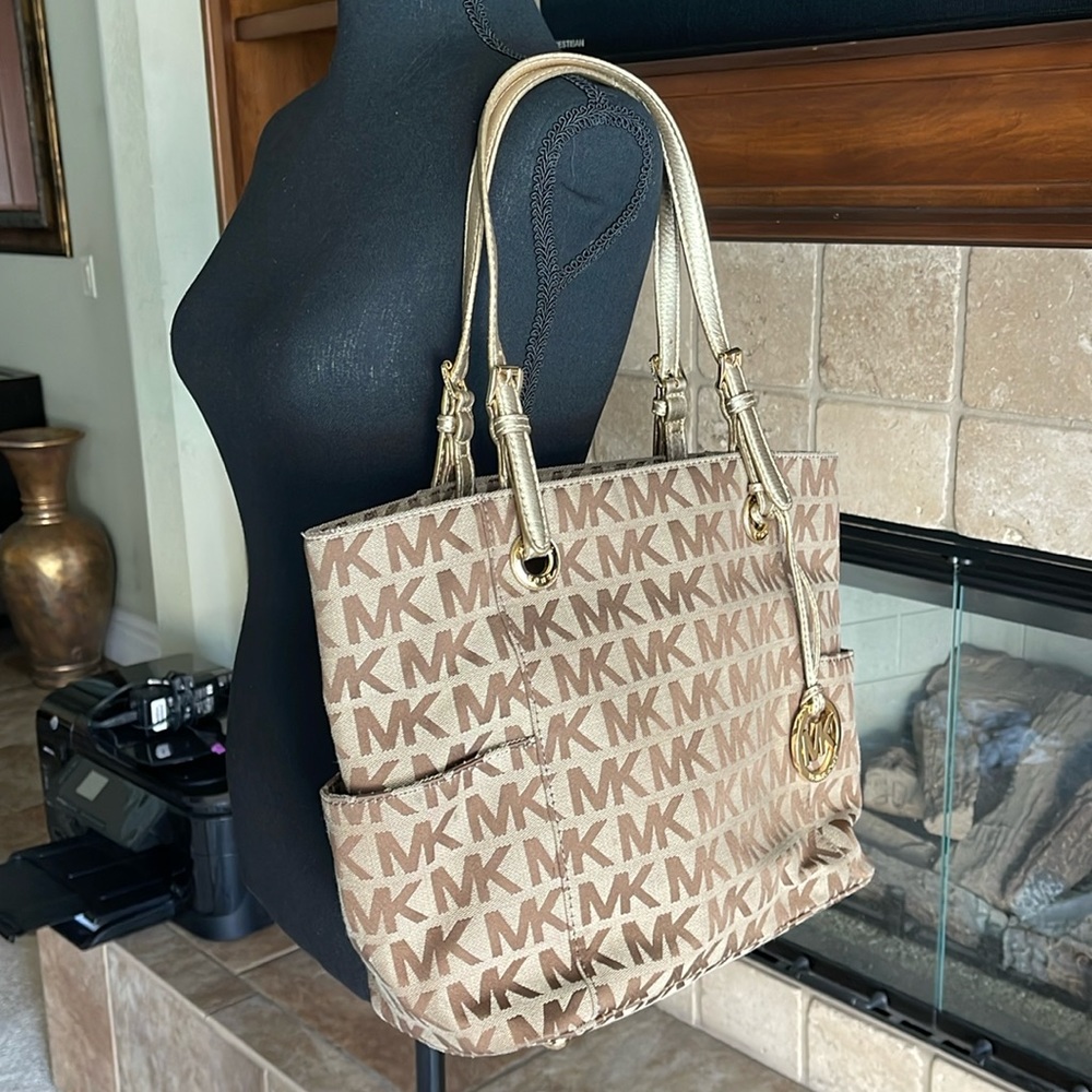 Michael Kors Signature Tote With Gold Accents